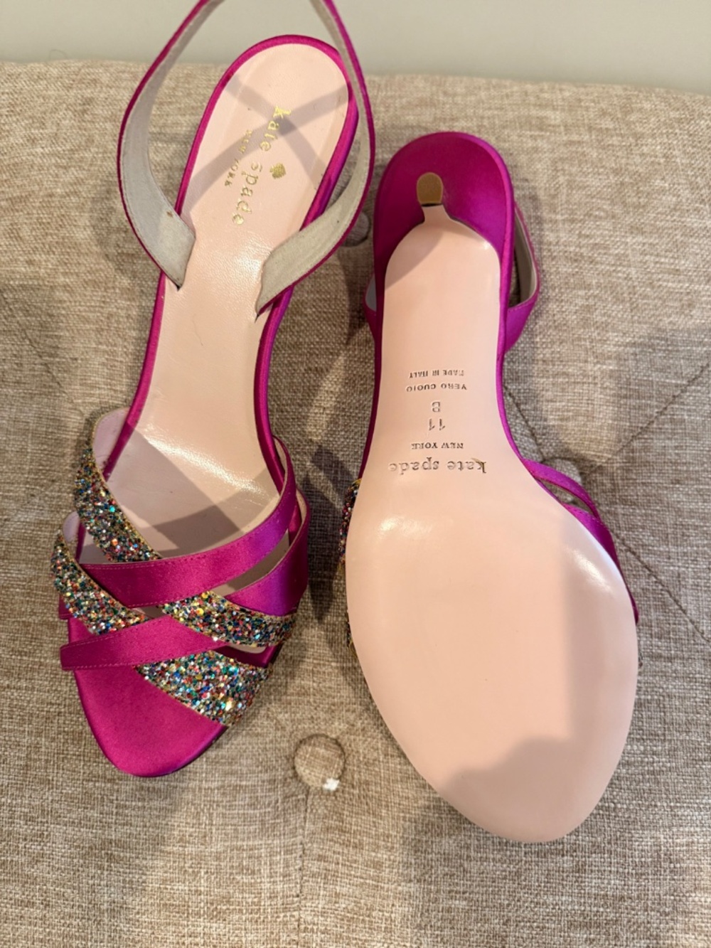 New Kate Spade Fushia / Glitter Sandals - Picture 3 of 8
